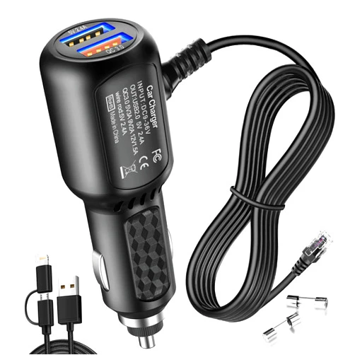 Bangjia Radar Detector Power Cord,for Uniden Escort Valentine Beltronics Passport Cobr etc Radar Detector,with Dual USB QC3.0 Quick Charger（RJ11