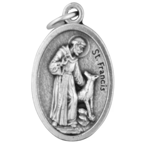 Religious Gifts Saint St Francis of Assisi 1 Inch H Silver Tone Pet Medal