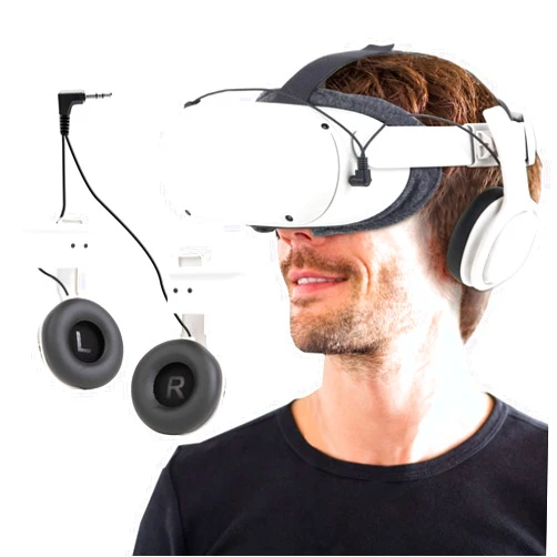 Globular Cluster Stereo VR Headphones Compatible with Meta Quest 2, On Ear Bass, 3D 360 Degree Sound,White
