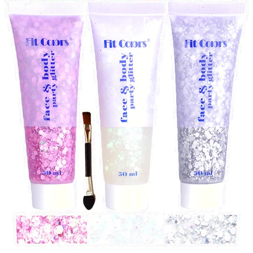 Angels Beauty Body Face Chunky Glitter Gel: Pink White Silver Face Sparkles Glitter Gel Makeup for Singer Concerts Disco Festival Rave Accessories 150ml Chunky Sequins Mermaid Face Body Hair Glitter Gel