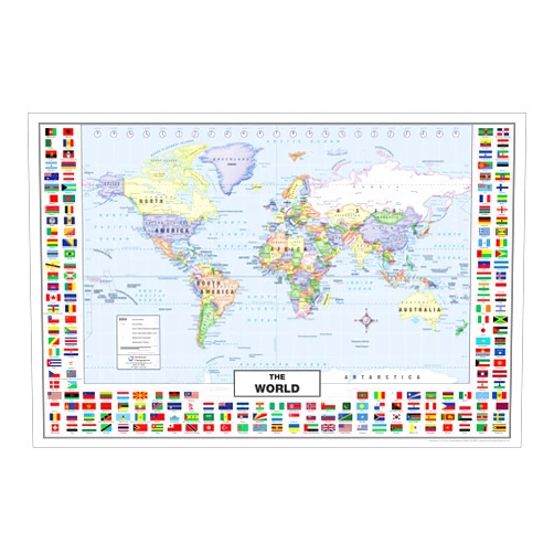 World Map with Country Flags for Kids Rolled Paper (36