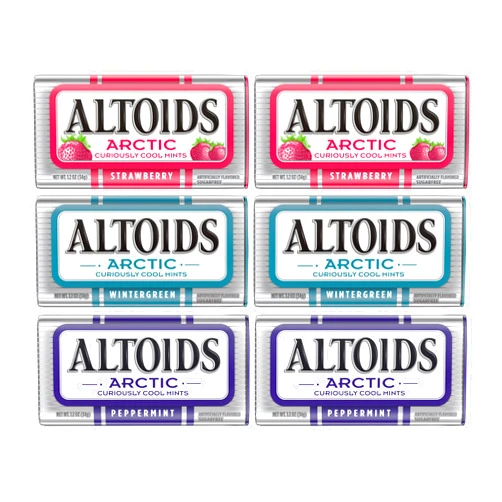The Hampton Candy Company Altoids Mints Variety Pack, 1.2 Ounce Each (6 Pack, 7.2 Ounce Total), Strawberry, Wintergreen, Peppermint