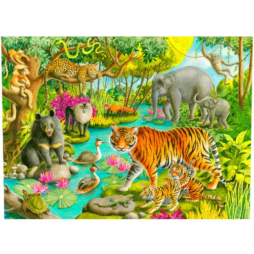 Ravensburger 60-Piece Animals of India Jigsaw Puzzle for Kids | Sturdy, Colorful and Glare-Free | Unique Pieces | Eco-Friendly
