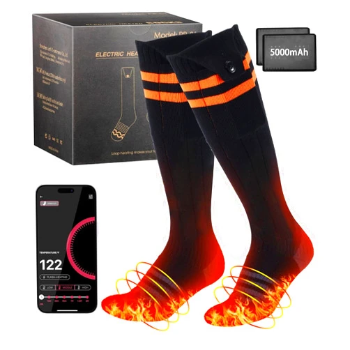BAKEN Heated Socks, Heated Socks for Women Men, 5000mAh Rechargeable Electric Heated Socks, App Remote Control for Outdoor Hunting Riding Camping Hiking Motorcycle Skiing Warm Winter Socks