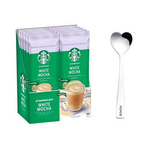 AGADE White Mocha instant coffee by Nestle, Premium Coffee Blend, 1 box contains 10 packets and 1 AGADE Coffee Spoon (1 Box 10 packets), White Mocha)