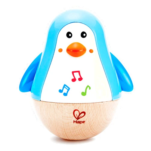 Hape Penguin Musical Wobbler | Colorful Wobbling Melody Penguin, Roly Poly Toy for Kids 6 Months+, Multicolor, 5'' x 2'' (E0331)