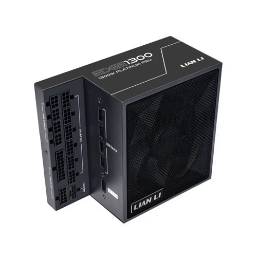 Lian Li Edge Series-1300W Full Modular Power Supply-80 Plus Platinum-ATX 3.0, 3.1-PCIE 5.1-L-Shape Design for Dual Chamber Case-120mm FDB Fan-Supports up to 4X USB Devices-Black (EG1300BE.US)