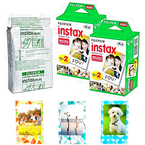 Fujifilm Instax Mini Instant Film,10 Sheets×5 Pack(Total 50 Shoots) Bundled with Tudak Photo Magnet Frames [Bulk Packaging]