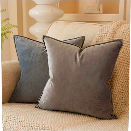 JUSPURBET Grey Decorative Velvet Throw Pillow Covers 28x28 inch Set of 2,Broadside Soft Cushion Case with Invisible Zipper for Sofa Couch Bed
