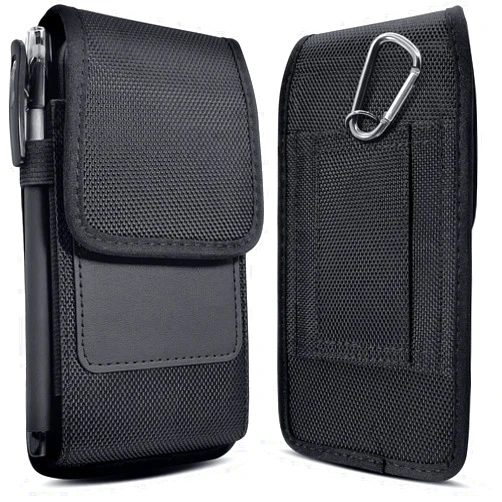 Meilib Cell Phone Pouch Belt Holster Case for iPhone 15, 15 Pro 14, 14 Pro 13 Pro, 13 12 Pro Xs X 11 XR Samsung Galaxy S24 S23 S22 S21 S20 S10 S9, ID Card Slot Holder (Fits Otterbox Commuter) Black