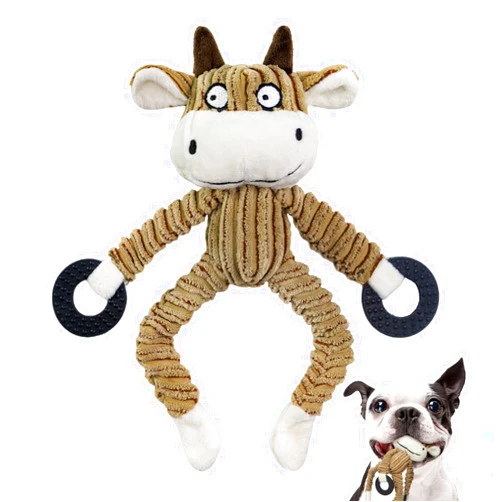 HGB Squeaky Puppy Toys, Plush Puppy Chew Toys for Teething, Dog Toys for Small Dogs, Small Dog Toys for Small Breed, Cute Interactive Cow Dog Toys for Pet Training and Entertaining
