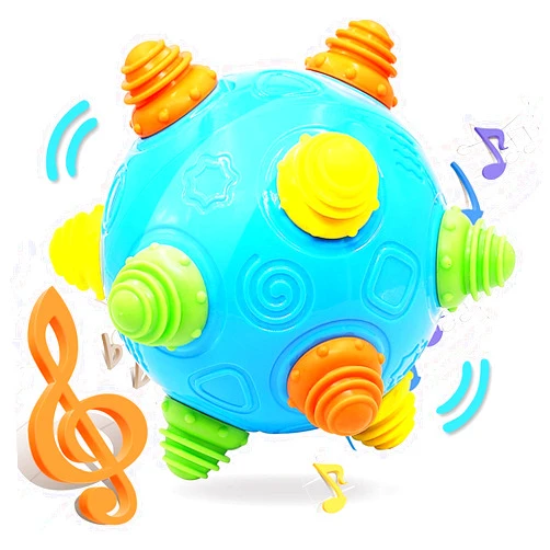 VANLINNY NEW Bumble Ball for Babies,Crawling Sensory Toys for Toddlers,Baby Music Shake Preschool,Dancing Interactive Sounds Infants Toy,Bouncing Learning Ball,Ideal Gift for Boys Girls(Blue)
