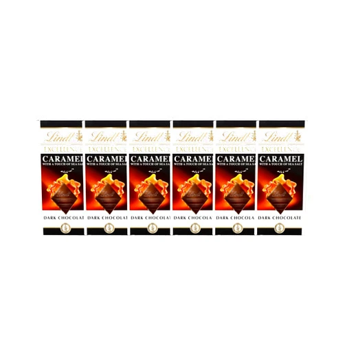 JÁCLER Lindt EXCELLENCE Caramel Sea Salt Dark Chocolate Bar, Dark Chocolate Candy with Pieces of Caramel and Sea Salt Crystals, 3.5 oz. (6 Pack)