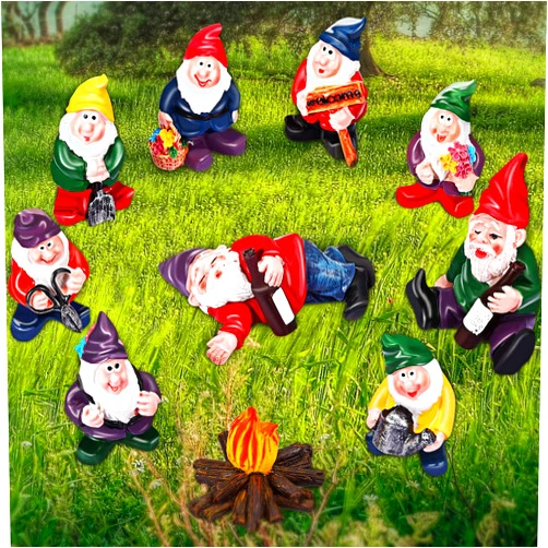 Jetec 10 Pieces Garden Mini Gnome Ornaments, Garden Dwarf Micro Landscape Decoration, Miniature Garden Statue Accessories for Outdoor, Potted Plant, Desktop