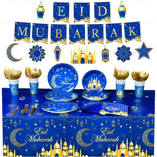 Nuanchu 172 Pcs Eid Mubarak Party Decorations Ramadan Kareem Party Supplies 9