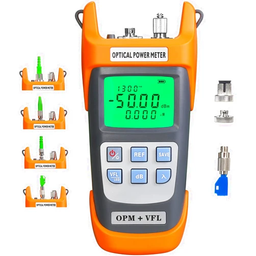 SAIVXIAN A-G510B Fiber Optic Power Meter -50~+26dbm Built-in Visual Fault Locator 30KM Fiber Optic Cable Tester with LC Adapter SC/FC/ST Interface Adapter Optical Power Meter (OPM&VFL)