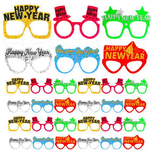 Halloscume 24 Pcs 2025 Happy New Year Eyeglasses Fancy New Year Party Favors Glasses 2025 Year Party Favors Photo Props for Party Supplies Decorations, 6.1 x 5.3 x 4.13 Inch