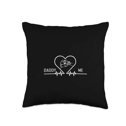 Daddy and Me Best Dad Ever Father's Day Daddy and Me Best Dad Ever Heartbeat Father's Day Throw Pillow, 16x16, Multicolor