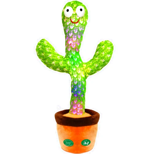 Pbooo [Update Volume Adjustable] Talking Cactus Toy Mimics Back, Gift Package Repeat Talking Cactus Plush Toys - Talking Sing+Repeat+Dancing+Recording+Rainbow Led Cactus Toy(15 Second Recording)