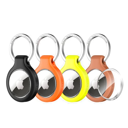 UNBREAKcable 360° Protective Holder for AirTag, [4-Pack] AirTags Keyring [Full Cover] [Scratch-Resistant] [Pefect Fit] [304 Stainless Steel] Keychain for AirTag TPU Case for Key, Luggage, Pet Collar
