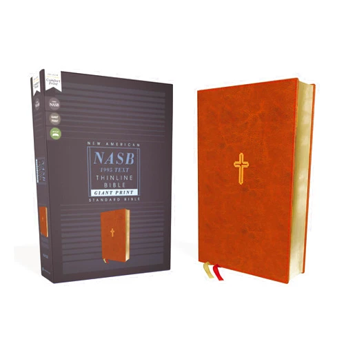 Zondervan NASB, Thinline Bible, Giant Print, Leathersoft, Brown, Red Letter, 1995 Text, Comfort Print
