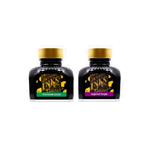 Diamine - 80ml Fountain Pen Ink 2 Pack - Sherwood Green & Imperial Purple