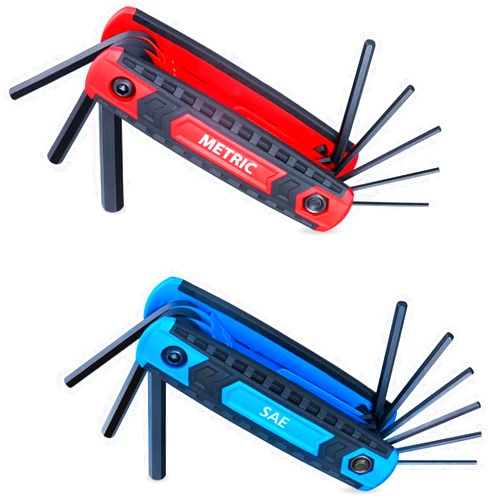 EFFICERE 17-Piece Premium Folding Hex Key Wrench Set, Metric 1.5mm - 8mm, SAE 5/64” - 1/4” | Cr-V Steel, Precise and Chamfered Tips | 2 Pack All-Purpose Allen Wrench Tools with Portable and Compact Design
