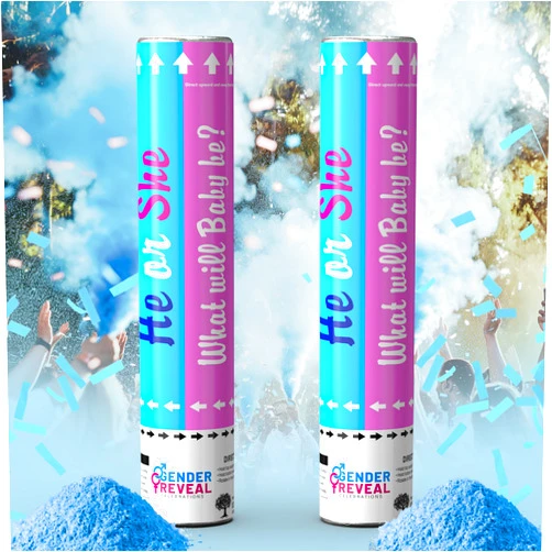 POPUPARTY 2 Pack blueGender Reveal Confetti smoke Powder Cannon, Biodegradable Confetti and Powder Poppers | Ideal for Baby boy Gender Reveal Decoration and party