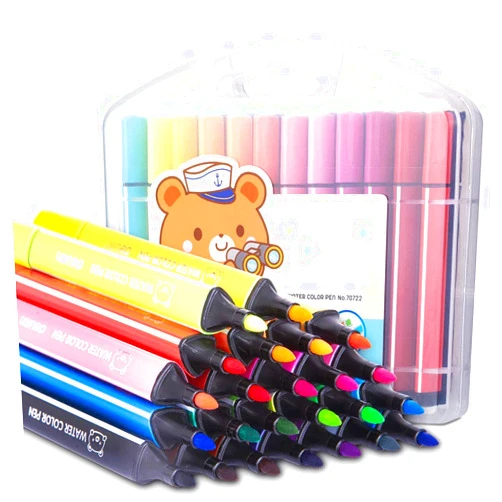 AIKENR Kids Colour Pens Washable - Water Colour Drawing Pen Set Watercolour Colouring Pens Assorted Colours Marker Pens for Children Drawing Doodling 24 Colors