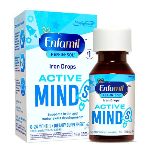 Enfamil Fer-In-Sol Iron Supplement Drops for Infants & Toddlers, Supports Brain Development, 50 mL Dropper Bottle