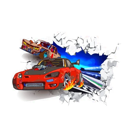 SUPERDANT 3D Cool Racing Car Wall Decal 3D Colorful Track Racing Vinyl Wall Stickers Removable Peel and Stick Art for Children's Room Kids Room Decor Nursery Kindergarten Decoration