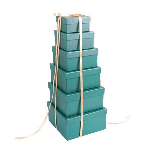 Lyforpyton Square Gift Boxes with Lids Set of 6 Green Nesting Gift Box for Bridesmaid Proposal Wedding Birthday Baby Showers Mothers Day