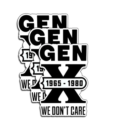 TATAHOS (3Pcs) Gen X 1965–1980 We Don’t Care Stickers Funny Sarcastic Quote Humor Motivational Inspirational Gifts Waterproof Vinyl Decals for Kindle Water Bottle Bumper Car Hard Hat Phone Laptop 3x2
