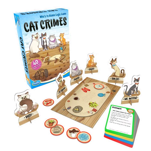 Think Fun ThinkFun Cat Crimes Brainteaser - Engaging Logic Game for Kids and Adults | Develops Critical Reasoning Skills |Durable Components | Fun Cat Themed Artwork | Ideal for Ages 8+