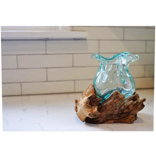Cohasset Molten Glass 12cm Lotus Vessel - Hand Blown Recycled Glass Terrarium