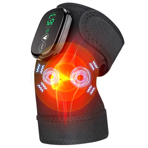 X-PREK Heated Knee Massager Vibration Cordless Knee Brace， 3-in-1 Heating Pad for Elbow Shoulder， 3 Heat Levels and 3 Massage Heads Knee Brace Wrap Gifts for Mom Dad