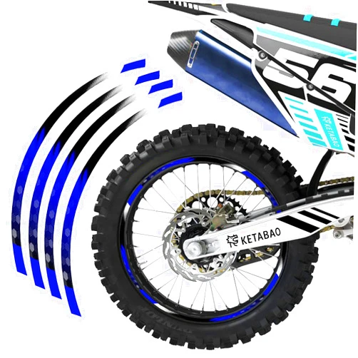 KETABAO MX Bike Rim Tape B01 Decal Stickers Stripes 21 18 inch Compatible with YZ125X YZ250X YZ250FX YZ450FX (Blue)