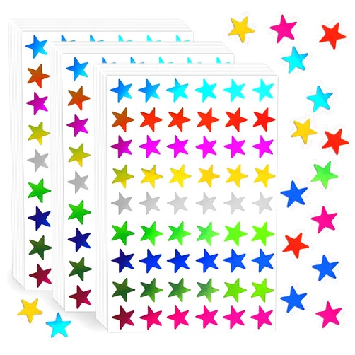 Geounzay 1620 Counts Colors Foil Star Stickers for Kids Reward, Behavior Chart, Student Planner and School Classroom Teacher Supplies