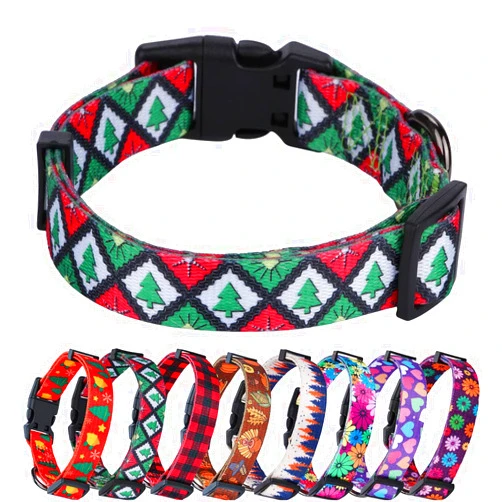 Rhea Rose Christmas Dog Collars Green Christmas Tree Pattern Holiday Festival Green Tree S