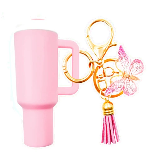 EIiovcnya Mini Tumbler Keychain Chapstick Holder, Stanley Cup Keychain Accessories, Women Handbags Backpacks Cute Key Ring