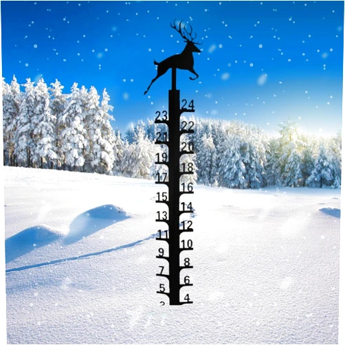 UXBDGMTO Snow Gauge 24 inch Snowflake - Christmas Holiday Metal Measuring Stick Garden Stakes for Yard, Xmas Rain Gauges Outdoor Decoration