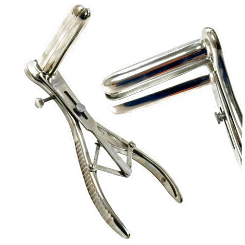 Artlab Stainless Steel 3-Pronged Mathieu Speculum 8in Long, Large Size, Examination Instrument Specula - Autoclave Safe - Locking Screws & Leaf Spring Handle