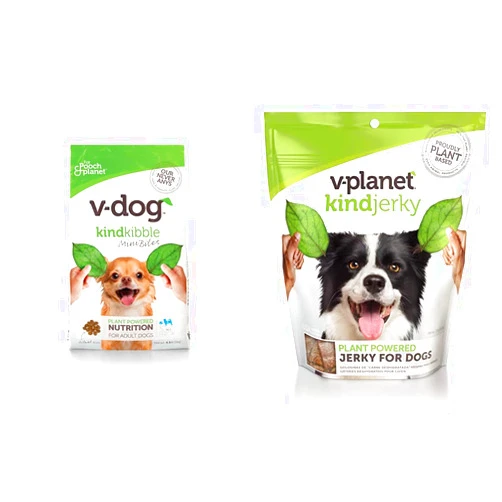 V-dog Kind Kibble, 4.5lb, and V-Planet Vegan Jerky Treats, 6oz