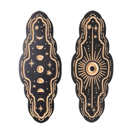pechpell Sun Moon Phases Stars Wall Decor, 2 Piece Carved Wooden Witchy Wall Art, Dark Celestial Astrology Gothic Whimsy Room Bedroom Bathroom Home Rustic Decoration