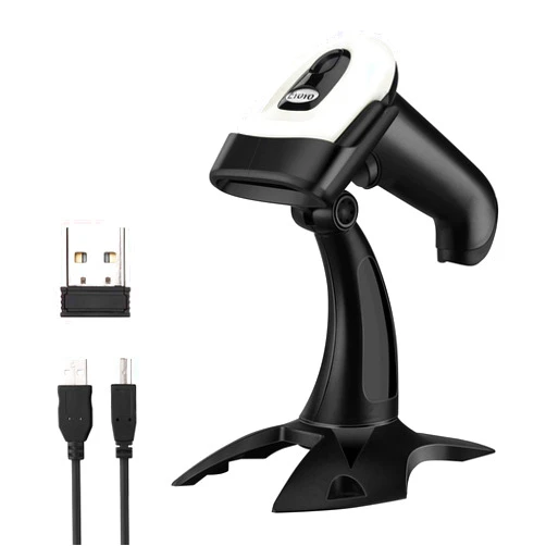 Eyoyo Wireless 2D QR Barcode Scanner with Stand, Bluetooth & 2.4G Wireless & USB Wired Handheld Barcode Reader with 1D 2D Screen Scanning Auto Sensing Connect Smart Phone Tablet PC