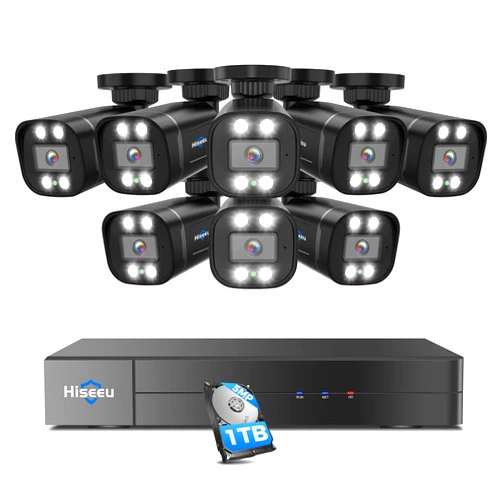 Hiseeu 3K Wired Outdoor Security Camera System with Audio,Smart Dual Light,5MP 8CH Surveillance DVR,8X5MP CCTV Cameras & 1TB Hard Drive,AI Human/Vehicle Detection,Smart Playback for Home Security