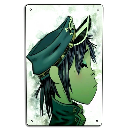 Qiuusizl Noodle Gorillaz – Music Brand – Poster Metal Tin Sign 8 x 12 Inch Plaque For Cafe Bar Home Wall Decor