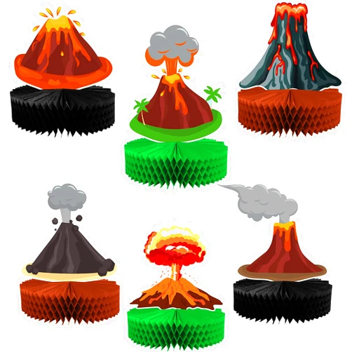 Chinco 6 Pieces Volcano Centerpieces Volcano Favor Dinosaur Party Decorations, Lava Table Setting Fire Party Supplies Luau, Hawaiian, Tiki Supplies