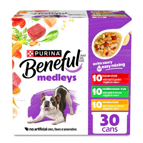 By Beneful Purina Beneful Medleys Wet Dog Food Variety Pack with Tuscan, Romana, and Mediterranean Style Dog Food in Dog Gravy, 30 Pack - (Pack of 30) 3 oz. Cans