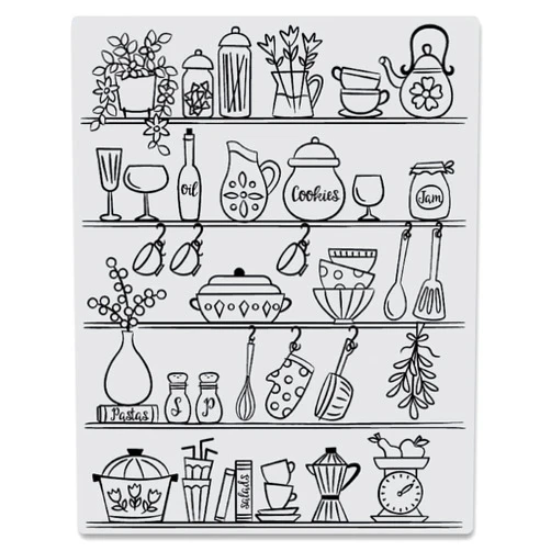 Hero Arts CG882 Kitchen Shelf Background Cling Stamp